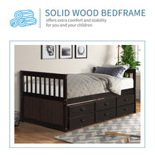 Load image into Gallery viewer, TOPMAX Captain&#39;s Bed Twin Daybed with Trundle Bed and Storage Drawers, Espresso
