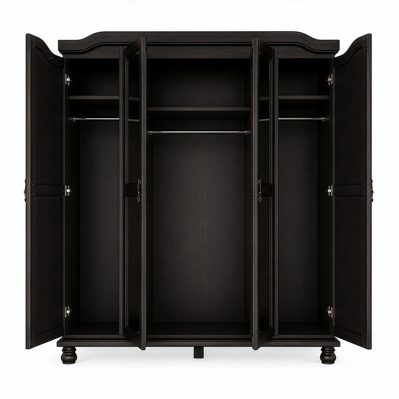 Solid Wood Four Door Combo Dresser - Espresso
