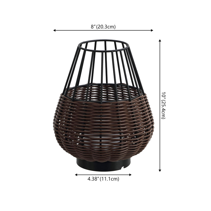 Round USB Table Lamps LED With Globe Shades (Set of 2) - Dark Brown