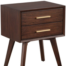 Load image into Gallery viewer, 2 Drawer Nightstand - Walnut And Gold
