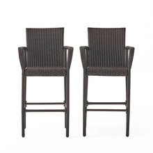 Load image into Gallery viewer, Outdoor Rattan Wicker Bar Chair With Metal Frame - Brown
