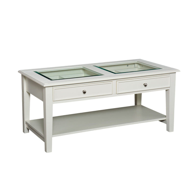 Glass Metal Rectangular Coffee Table - Off White