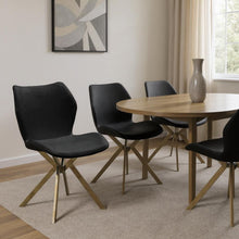 Load image into Gallery viewer, Upholstered Faux Leather Dining Side Chairs (Set of 4) - Black / Gold
