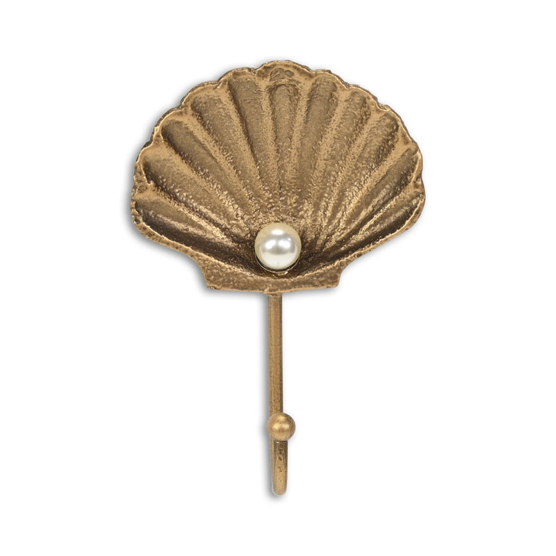 4" Cast Iron Seashell Wall Hook - Gold