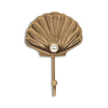 Load image into Gallery viewer, 4" Cast Iron Seashell Wall Hook - Gold
