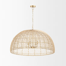 Load image into Gallery viewer, Four Light Rattan Dimmable Chandelier With Shades (731406) - Gold
