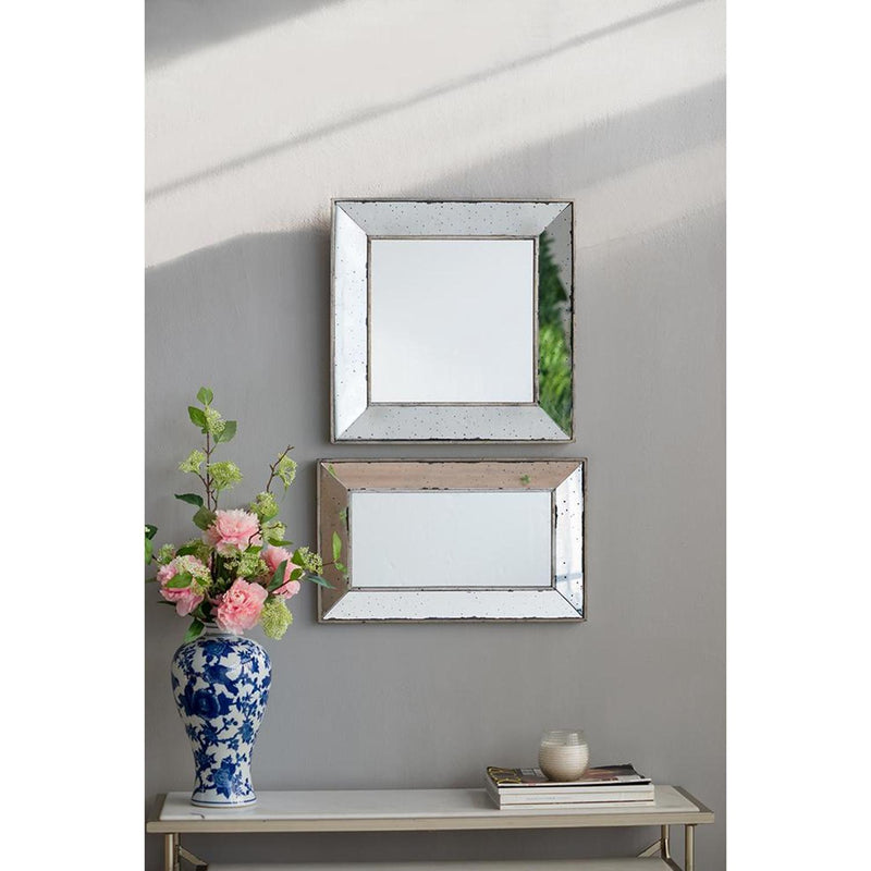20" Framed Antiqued Accent Mirror - Silver