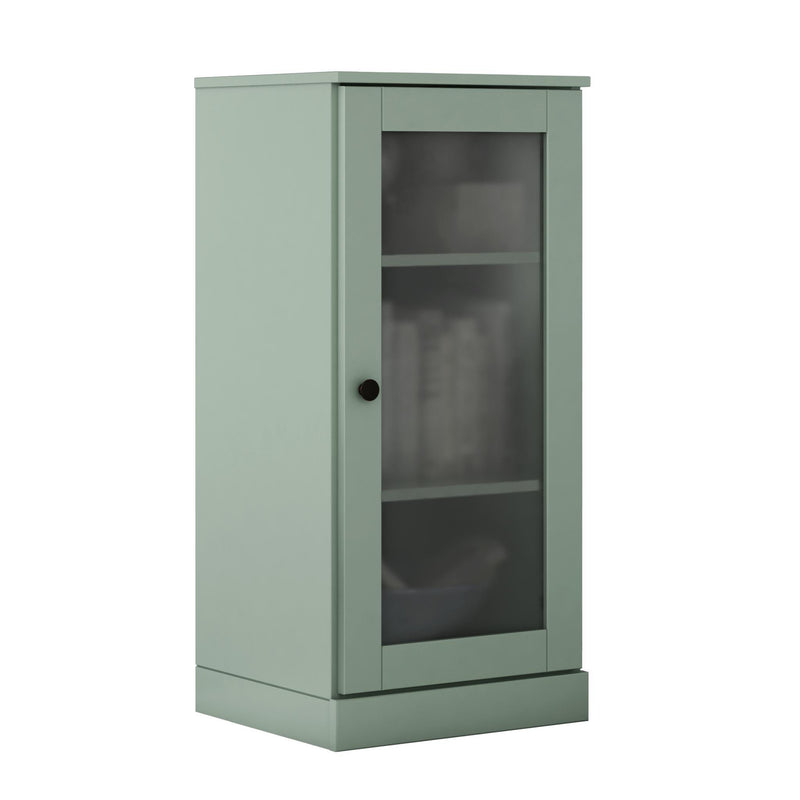 Solid Wood Adjustable Three Tier Library Bookcase With One Door (751350) - Sage
