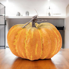 Load image into Gallery viewer, Plastic Pumpkin Thanksgiving Pumpkin Tabletop Sculpture (Set of 2) - Orange / Yellow
