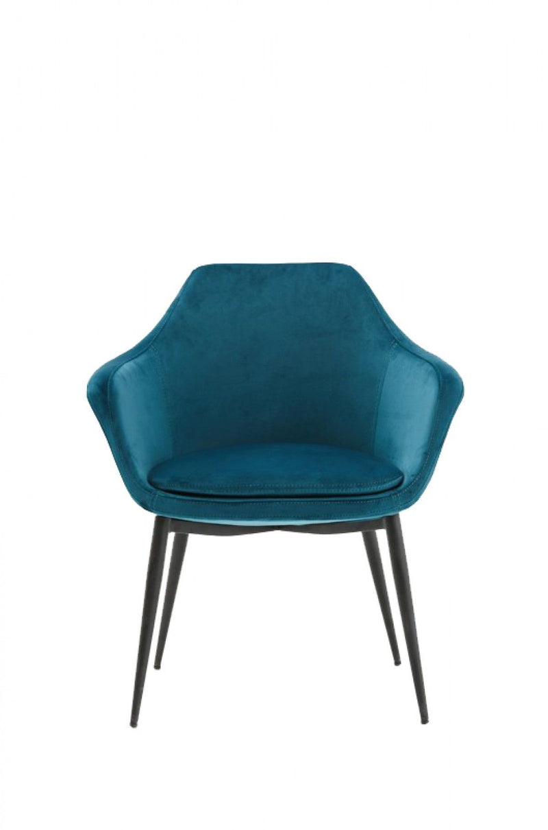 Upholstered Fabric Dining Arm Chair - Teal Blue