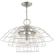 Load image into Gallery viewer, 18'' Four Light Dimmable Chandelier With Shades - Nickel / Pearl Silver
