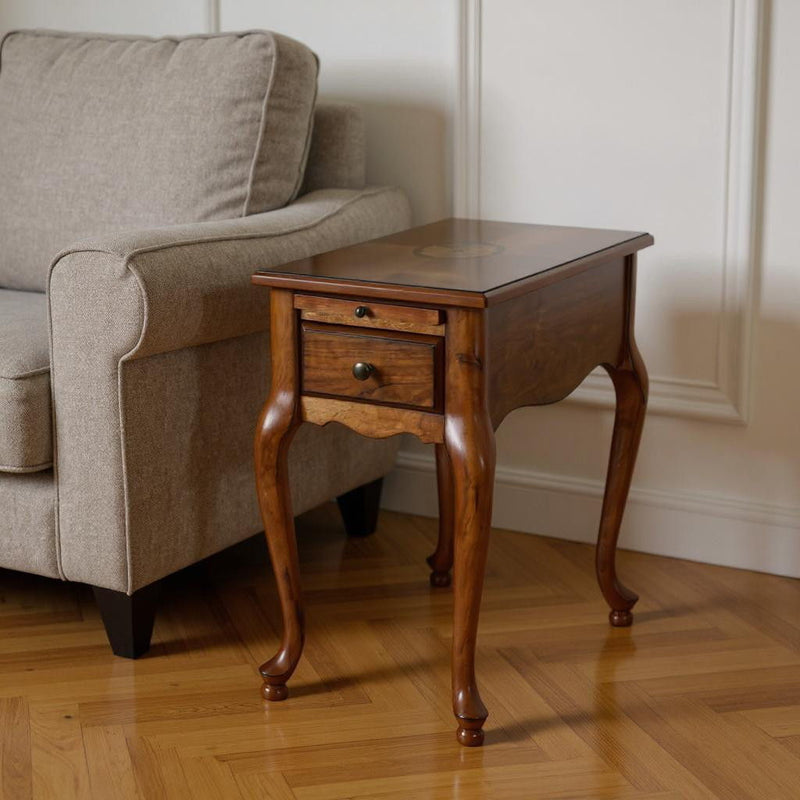Solid And Manufactured Wood Rectangular End Table With Drawer - Brown