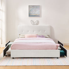 Load image into Gallery viewer, Upholstered Bed With Oversized Rabbit Ear Headboard, LED Lights &amp; 4 Storage Drawers
