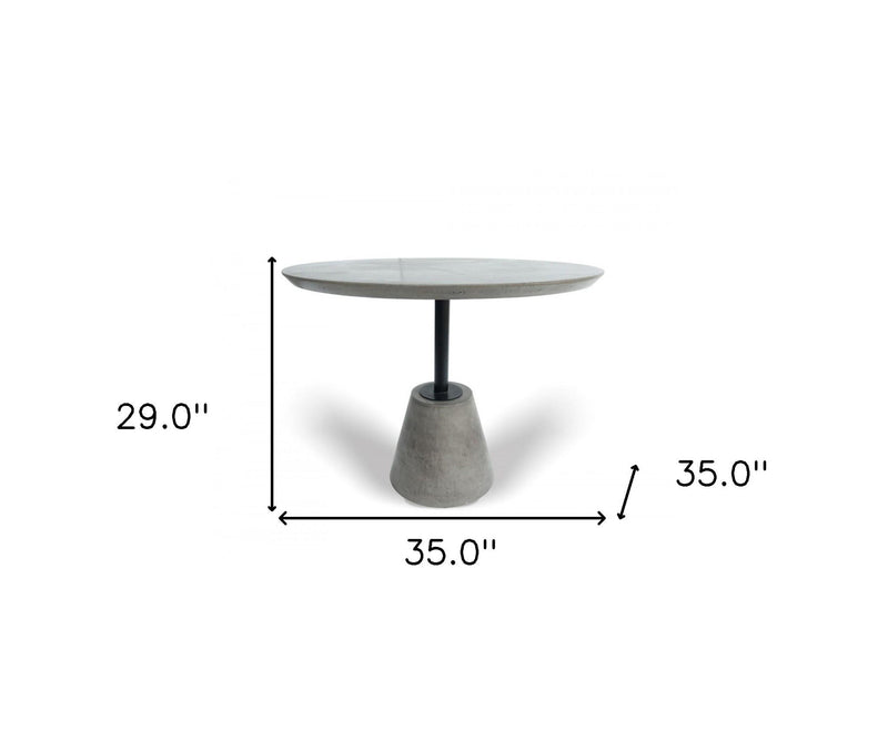 Concrete Pedestal Base Round Top Dining Table - Gray