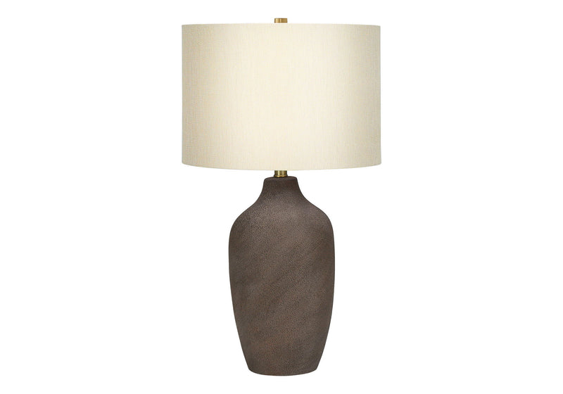 Ceramic Urn Table Lamp With Beige Drum Shade - Gray