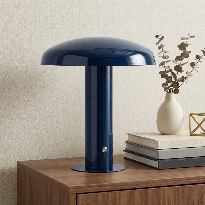 Round USB Desk Lamp With Globe Shade - Navy Blue