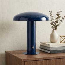 Load image into Gallery viewer, Round USB Desk Lamp With Globe Shade - Navy Blue
