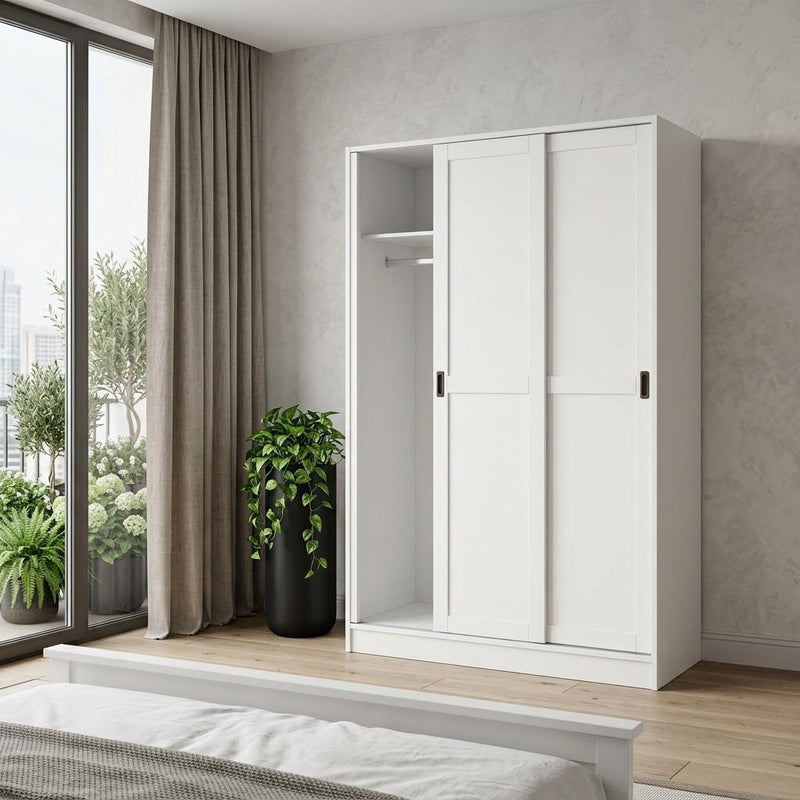 Solid Wood Mirrored Two Door Combo Dresser (765042) - White