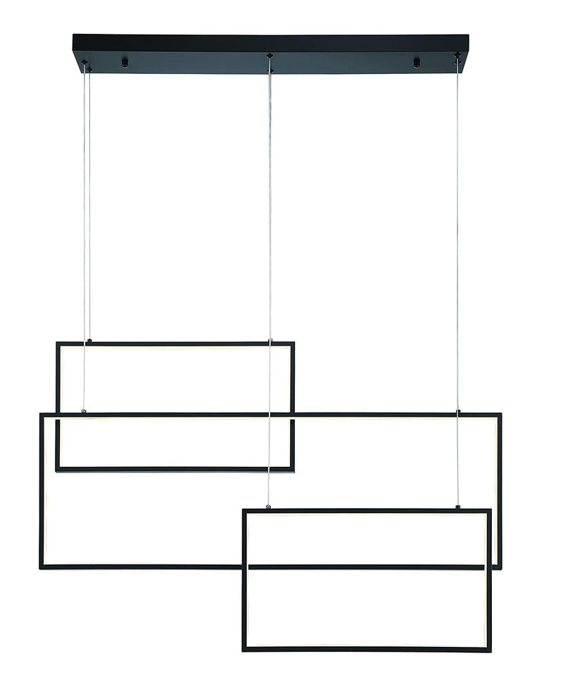 Candle Style Three Light Metal LED Dimmable Chandelier - Black