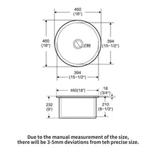 Load image into Gallery viewer, Ceramic Circular Kitchen Sink With Drain Assembly And Bottom Grid, 18" Dual Mount - White
