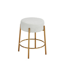 Load image into Gallery viewer, Round Bar Stools (Set of 2), Contemporary Upholstered Dining Stools For Kitchens, Coffee Shops And Bar Stores - Gold Legs
