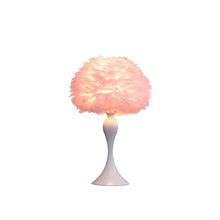 Load image into Gallery viewer, Glam Faux Feather And White Metal Table Lamp - Pink

