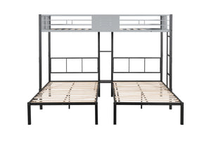 Triple Bunk Bed with Vent Board/ Sturdy Metal Frame/ Noise-Free Wood Slats/ Separatable into three beds/ No Box Spring Needed