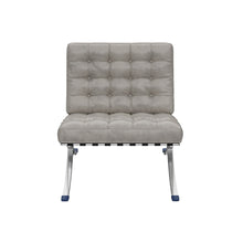 Load image into Gallery viewer, Tufted Faux Leather Stainless Steel Folding Lounge Chair - Gray / Silver
