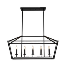 Load image into Gallery viewer, 5 Light Farmhouse Kitchen Island Lighting, 5 Light Industrial Linear Chandelier For Dining Room Metal Hanging Pendant Light Fixture For Bedroom Living Room Hallway Conference Room - Matte Black
