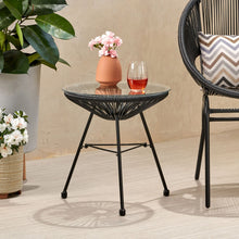 Load image into Gallery viewer, Nusa - Modern Rattan Side Table With Tempered Glass Top

