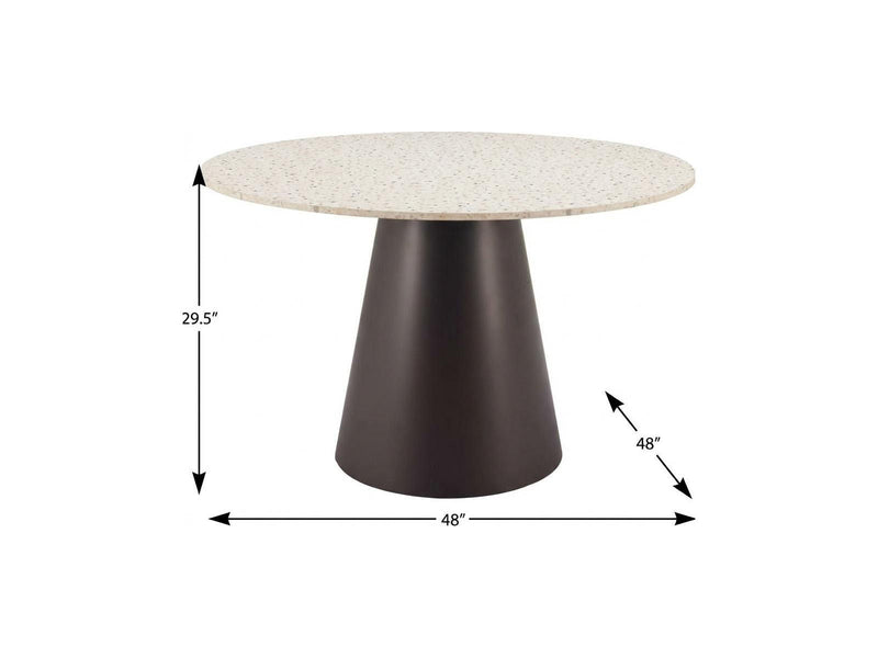 48" Steel Pedestal Base Round Top Dining Table - Beige