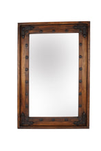 Load image into Gallery viewer, Solid Wood Rustic Framed Accent Mirror - Brown / Rust
