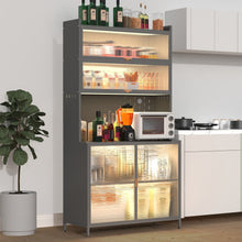 Load image into Gallery viewer, Tall Kitchen Pantry Cabinet With Flip Doors And Pegboard, Anti Tip Steel Storage Hutch
