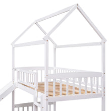 Load image into Gallery viewer, Twin Over Twin Bunk Bed with Slide, House Bed with Slide, White(OLD SKU: LT000214AAK)
