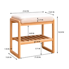 Load image into Gallery viewer, Shoe Bench, Beech Wood Storage Rack Organizer With High Rebound Sponge Cushion - Natural
