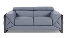 Load image into Gallery viewer, Italian Leather Loveseat - Light Blue / Black
