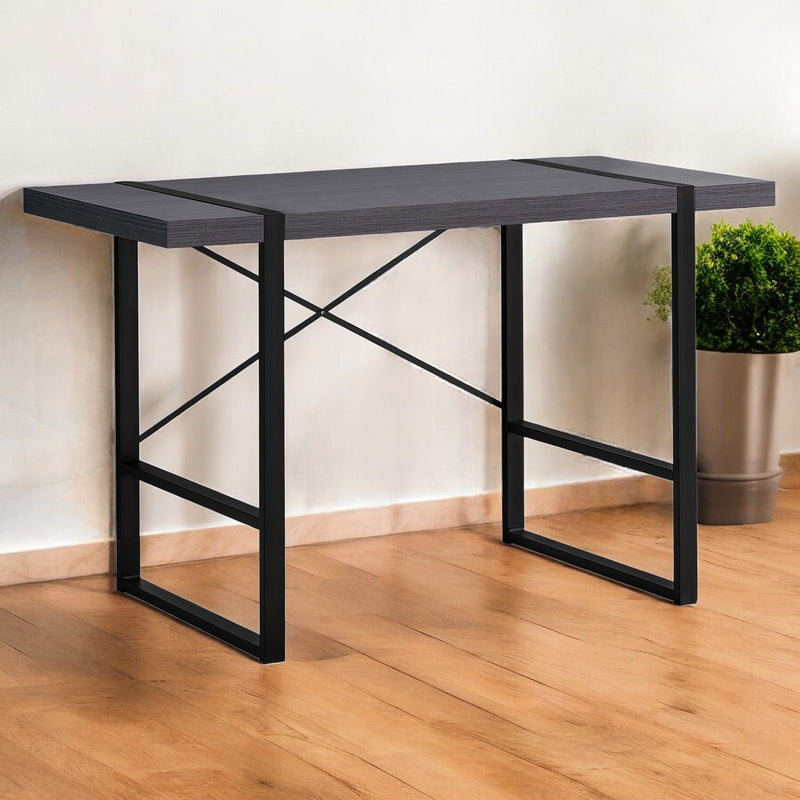 23.8" x 49" x 30" Computer Desk - Dark Gray And Black