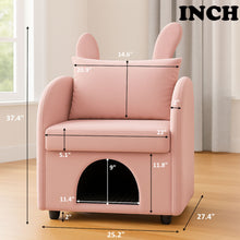 Load image into Gallery viewer, Bunny Ear Pet Friendly Armchair With Hidden Pet House With Storage Pocket For Bedroom &amp; Living Room - Pink
