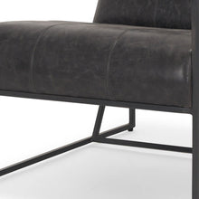 Load image into Gallery viewer, Genuine Leather Metal Lounge Chair - Black
