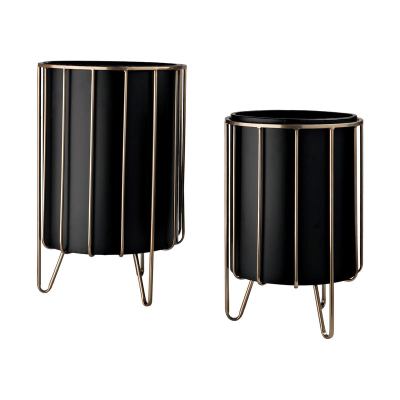 Round Pot Planters (Set of 2) (609410) - Black