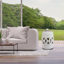 Load image into Gallery viewer, Elegant Glazed Ceramic Drum Stool Indoor / Outdoor Side Table Accent Garden Stool - White
