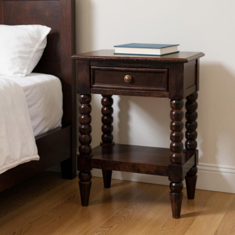24" Solid Wood Two Drawer Nightstand - Brown