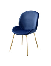 Load image into Gallery viewer, Upholstered Velvet Wing Back Dining Side Chairs (Set of 2) - Blue / Gold
