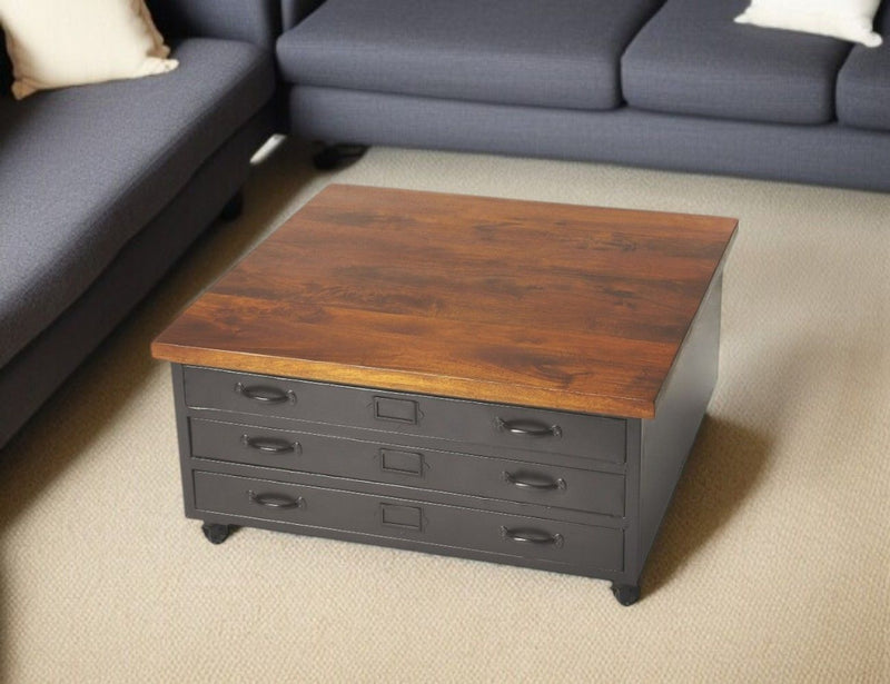 Industrial Chic Coffee Table - Gray and Brown