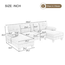 Load image into Gallery viewer, U-Shaped Sectional Sofa 103.5" Fabric Couch With Dual Chaise Lounges, Storage Pockets, Armrest Pillows

