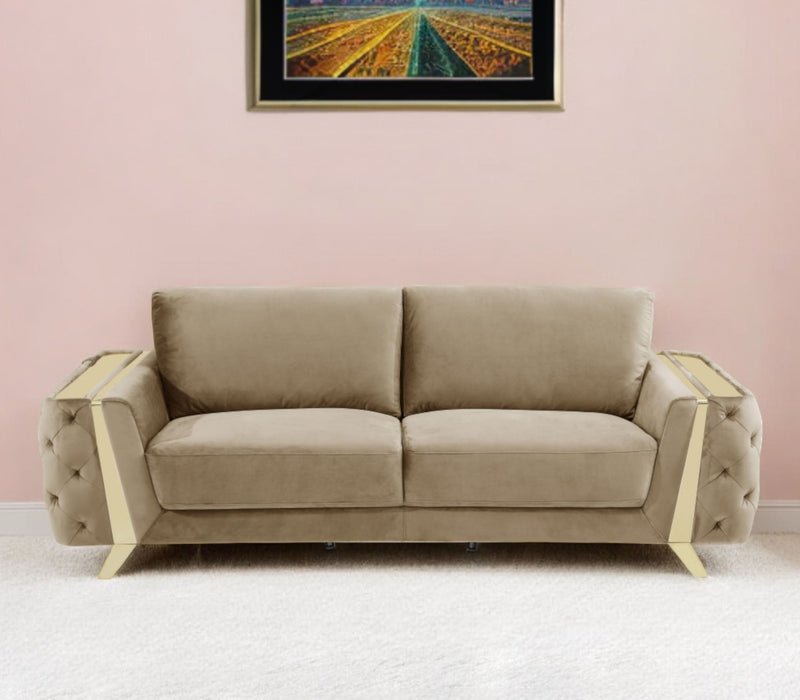 Sofa With Silver Legs - Beige