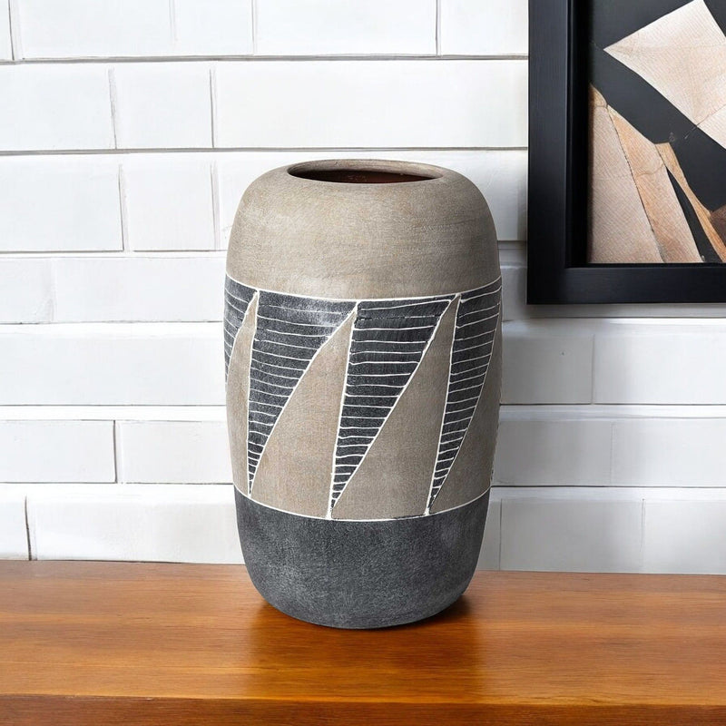 Geometric Cylinder Table Vase - Brown / Gray