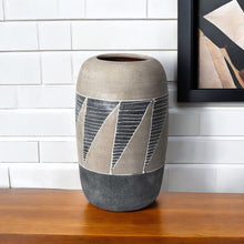 Load image into Gallery viewer, Geometric Cylinder Table Vase - Brown / Gray
