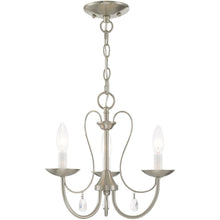 Load image into Gallery viewer, 12" Three Light Metal Dimmable Chandelier With Shades - Nickel / Clear
