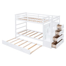 Load image into Gallery viewer, Twin Over Twin Bunk Bed with Trundle and Staircase,White(OLD SKU:LT000068AAK)
